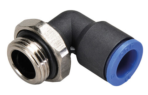 Black Swivel Elbow BSPP Male Thread With O-Ring CDMPL08G04