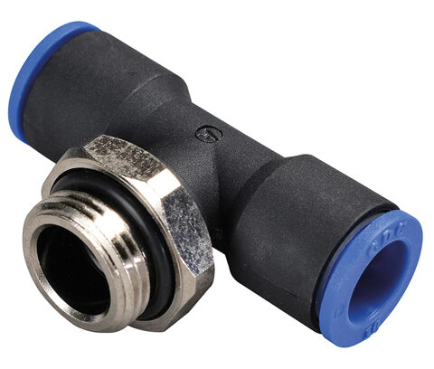 Black Swivel Branch Tee BSPP Male Thread With O-Ring CDMPT16G03