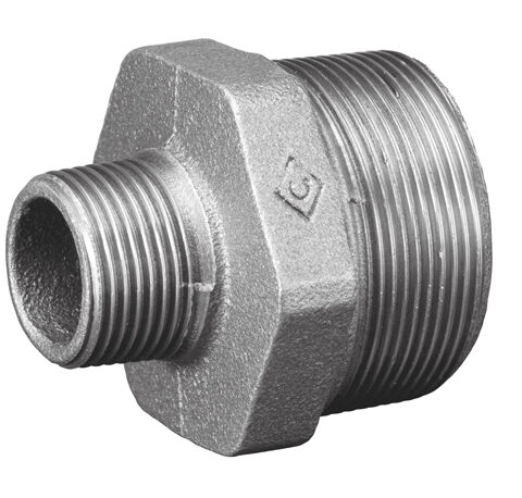 CRANE Hexagon Reducing Nipple BSPT Galv.