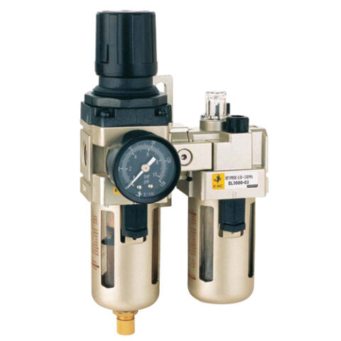 EC Filter / Regulator, Lubricator with Metal Bowl Guard - Manual Drain