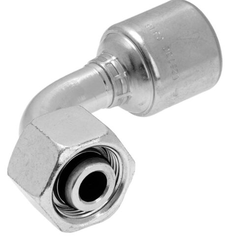 90 deg Swept Elbow 24 deg Cone - Metric Female DIN O-Ring Swivel