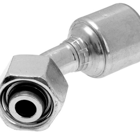 45 deg Swept Elbow 24 deg Cone - Metric Female DIN O-Ring Swivel
