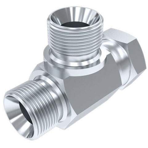 Equal Tee BSPP Male 60 deg Cone / Swivel Female / Male 60 deg Cone