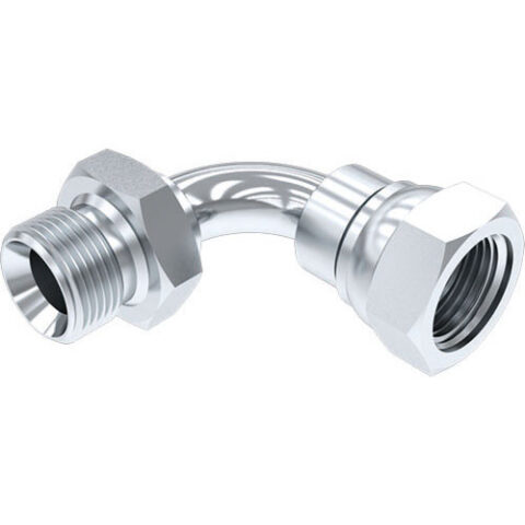 Swept Elbow 90 deg - BSPP Male 60 deg Cone / BSPP Swivel Female