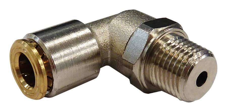 Push-In 90 deg Swivel Elbow - Nickel Plated Brass