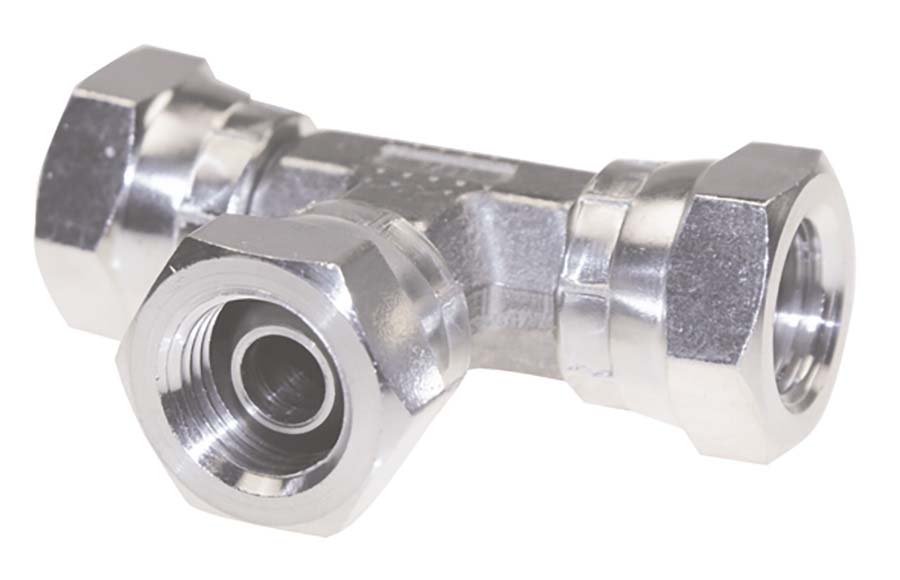 Tee - BSPP Swivel Female 60 Degree Cone