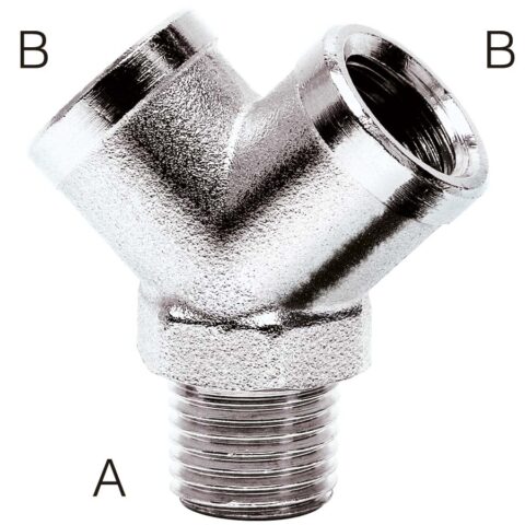 Equal 2-Way Y Piece - BSPT Male / BSPP Female