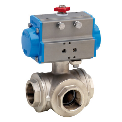 Three-Way Ball Valve BSPP Female T Port Double Acting