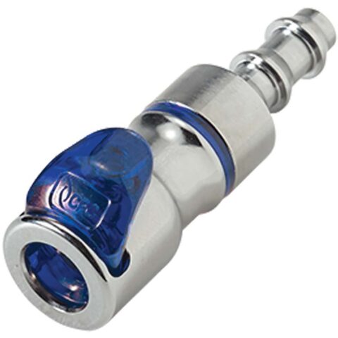 In-Line Hose Barb - Valved Swivel Body Blue