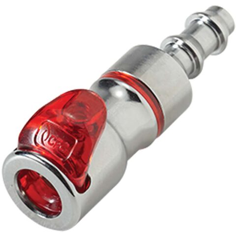 In-Line Hose Barb - Valved Swivel Body Red