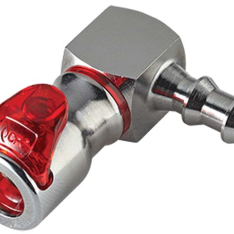 Hose Barb - Valved Swivel Elbow Body Blue