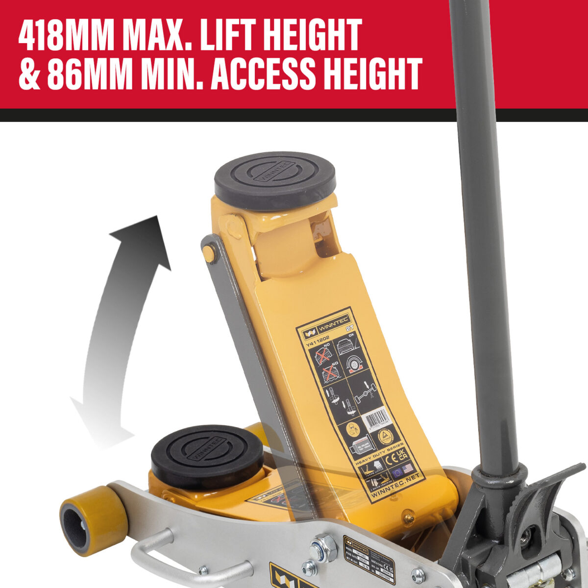 WINNTEC® 2 Ton Aluminium / Steel Trolley Jack view 4